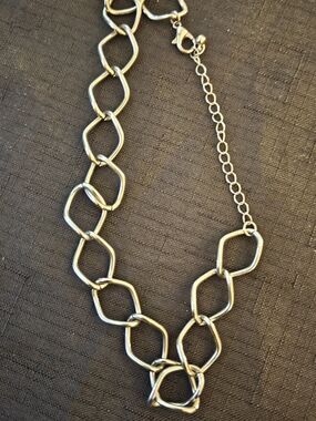 Lane Bryant Women's Silver Plated Chain Link Necklace - Polished Geometric Links